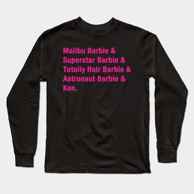 Barbie and Ken Pink Long Sleeve T-Shirt by IdenticalExposure